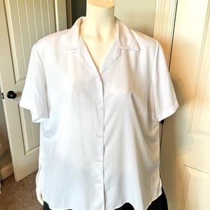 Womens 1x white collared button up shirt Notations business casual